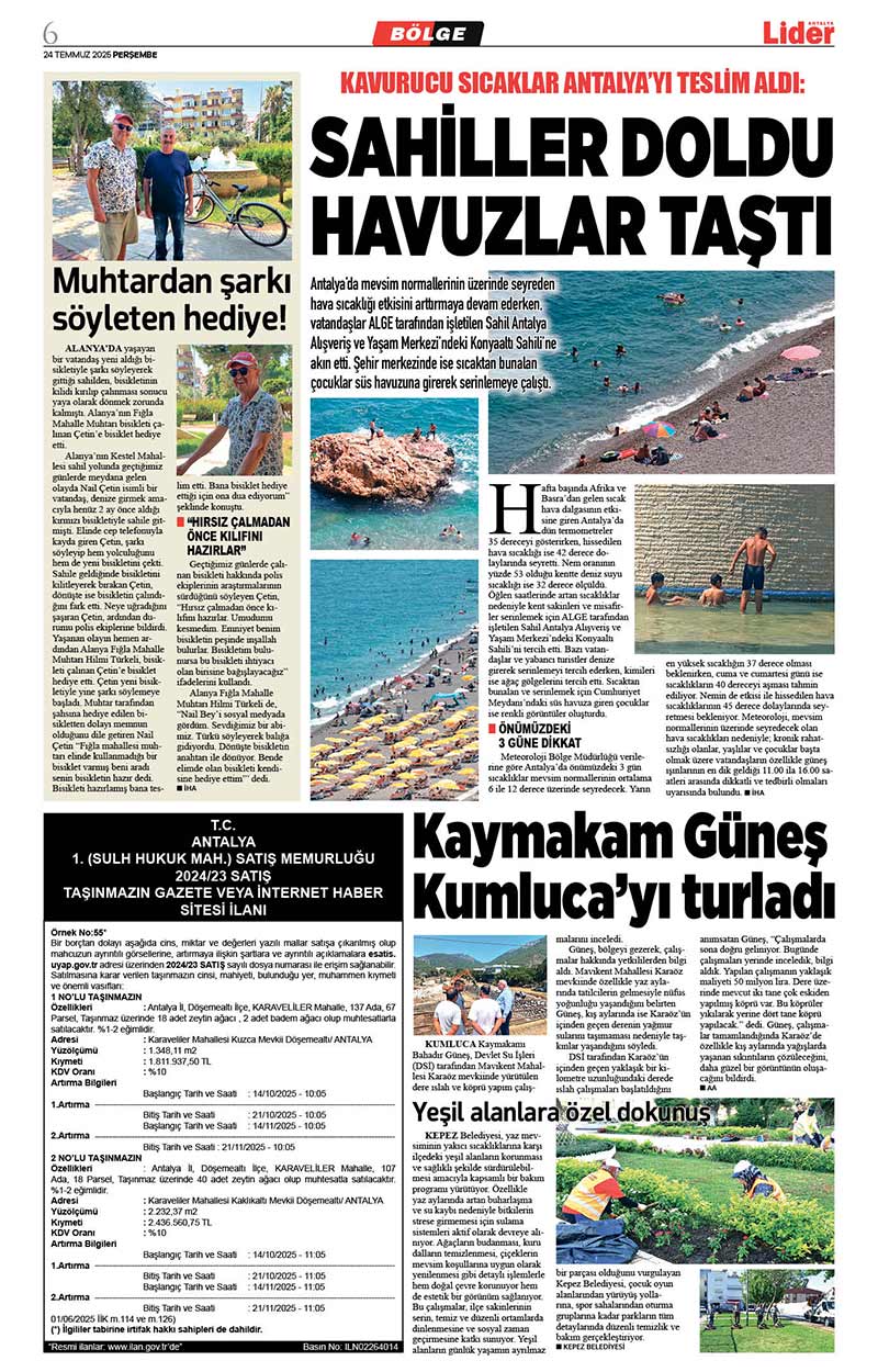 24 T E M M U Z 2025 L İ D E R G A Z E T E A N T A L Y A 6