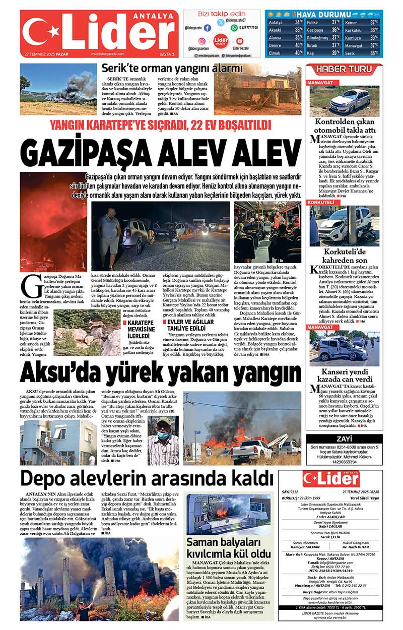 27 T E M M U Z 2025 L İ D E R G A Z E T E A N T A L Y A 3
