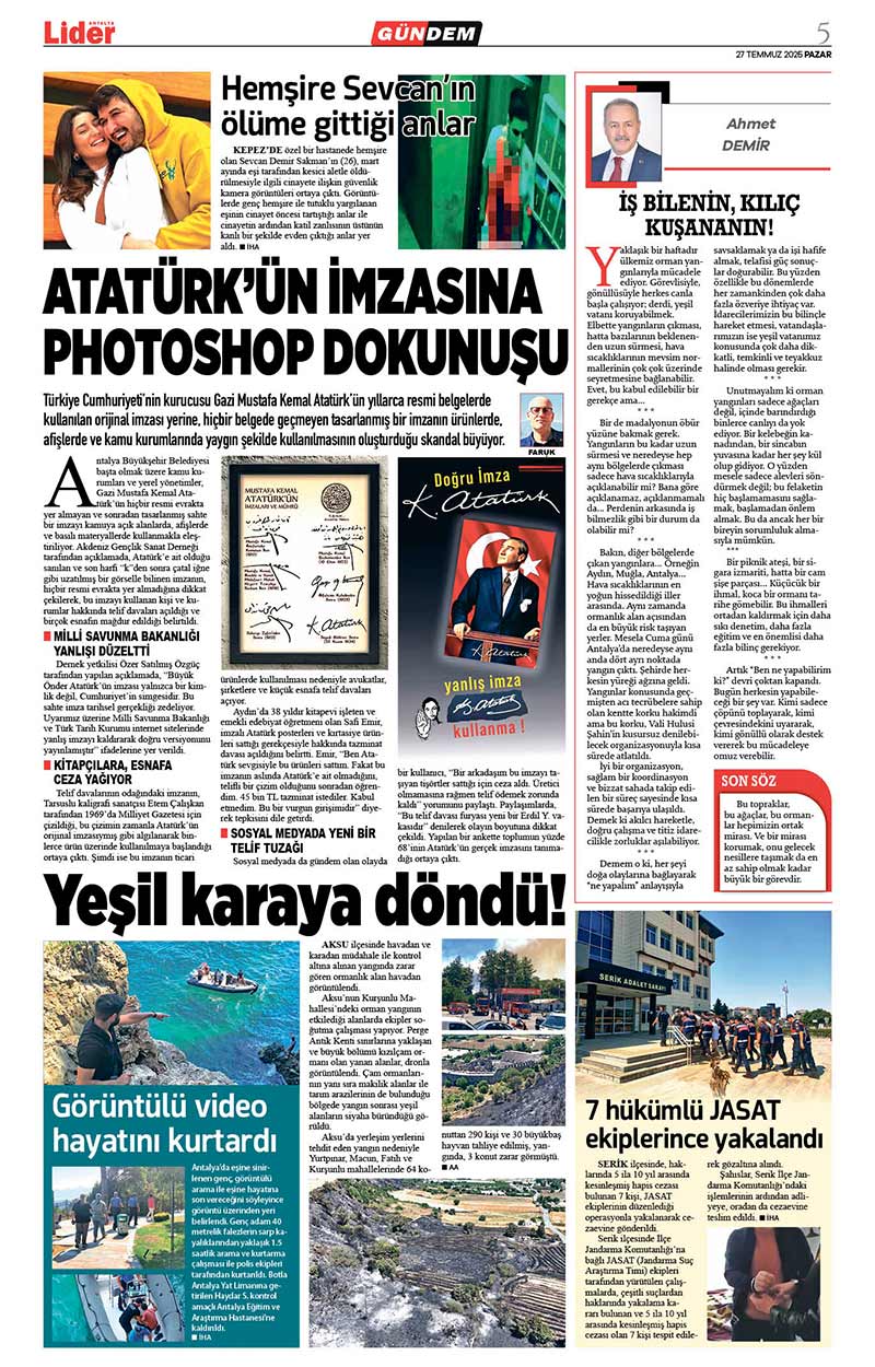 27 T E M M U Z 2025 L İ D E R G A Z E T E A N T A L Y A 5