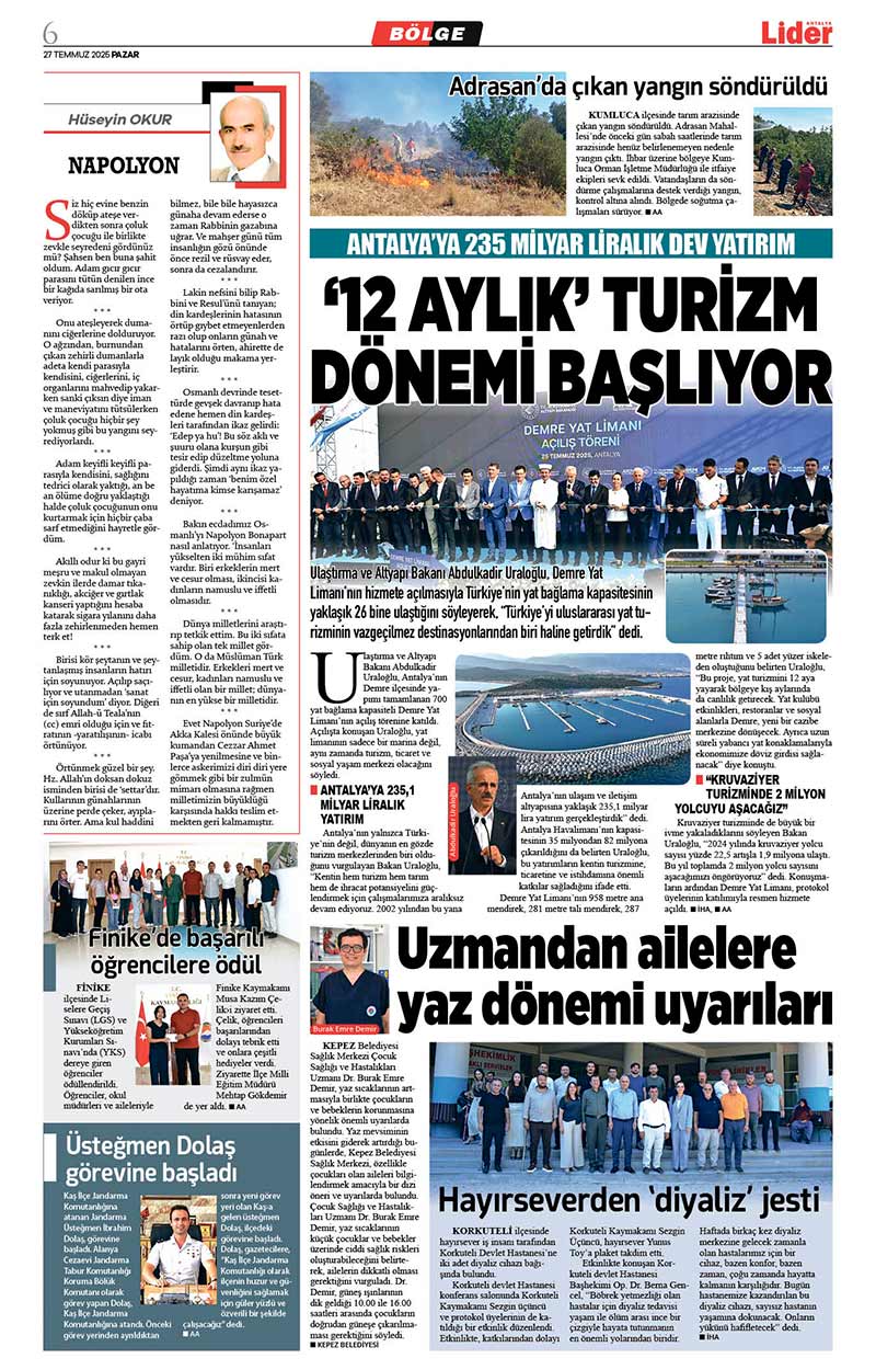 27 T E M M U Z 2025 L İ D E R G A Z E T E A N T A L Y A 6