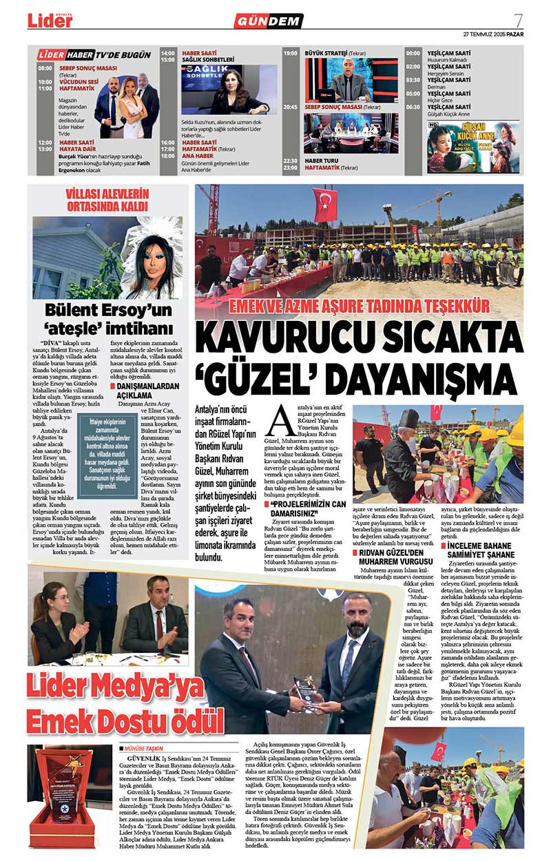 27 T E M M U Z 2025 L İ D E R G A Z E T E A N T A L Y A 7
