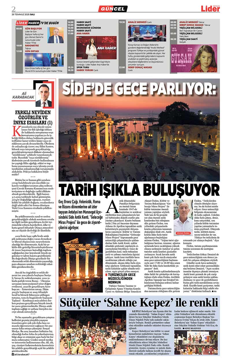 29 T E M M U Z 2025 L İ D E R G A Z E T E A N T A L Y A 2