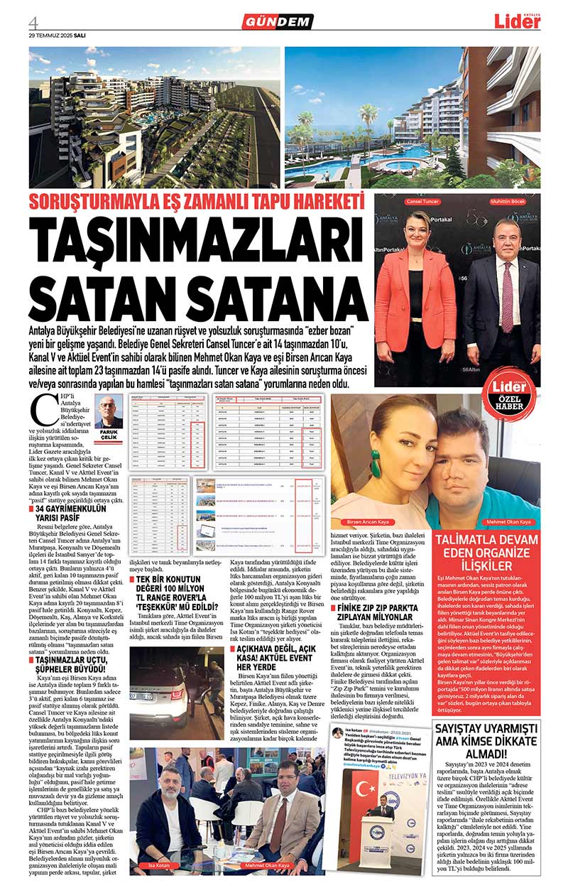 29 T E M M U Z 2025 L İ D E R G A Z E T E A N T A L Y A 4