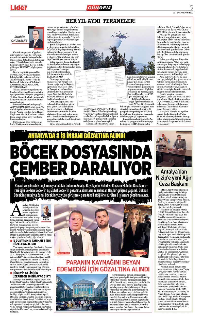 29 T E M M U Z 2025 L İ D E R G A Z E T E A N T A L Y A 5