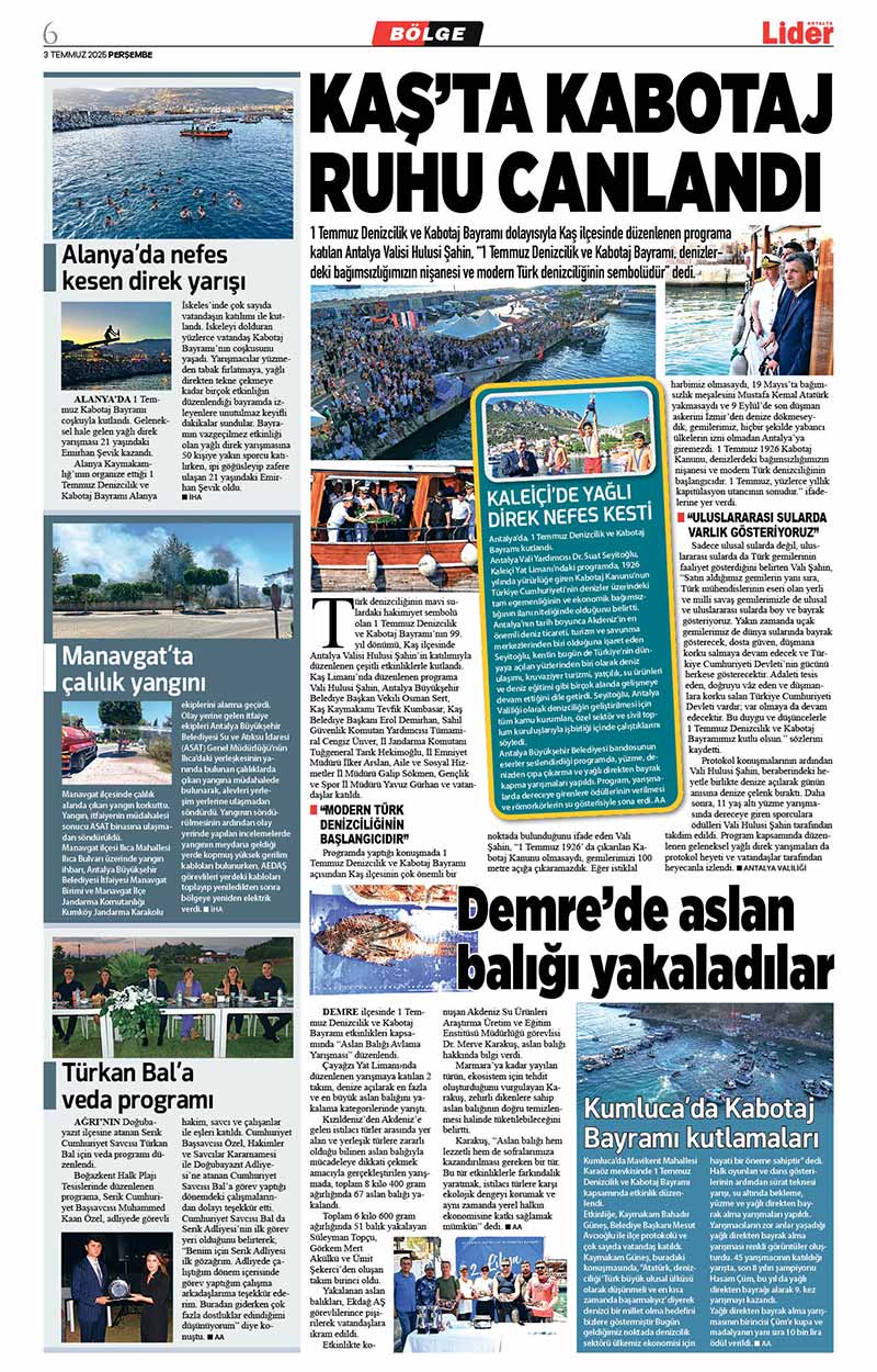 3 T E M M U Z 2025 L İ D E R G A Z E T E A N T A L Y A 6
