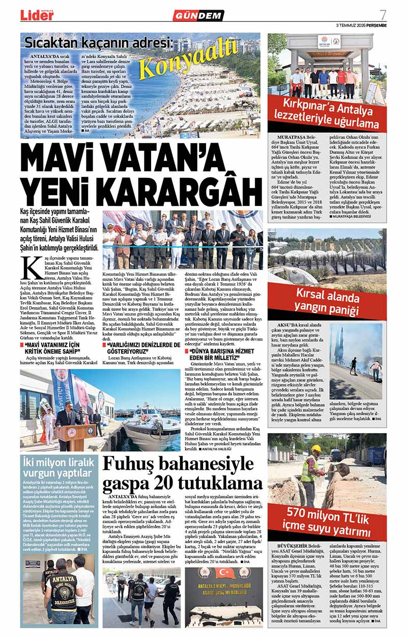 3 T E M M U Z 2025 L İ D E R G A Z E T E A N T A L Y A 7