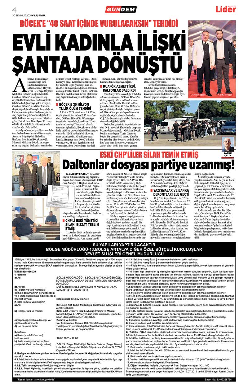 30 T E M M U Z 2025 L İ D E R G A Z E T E A N T A L Y A 4