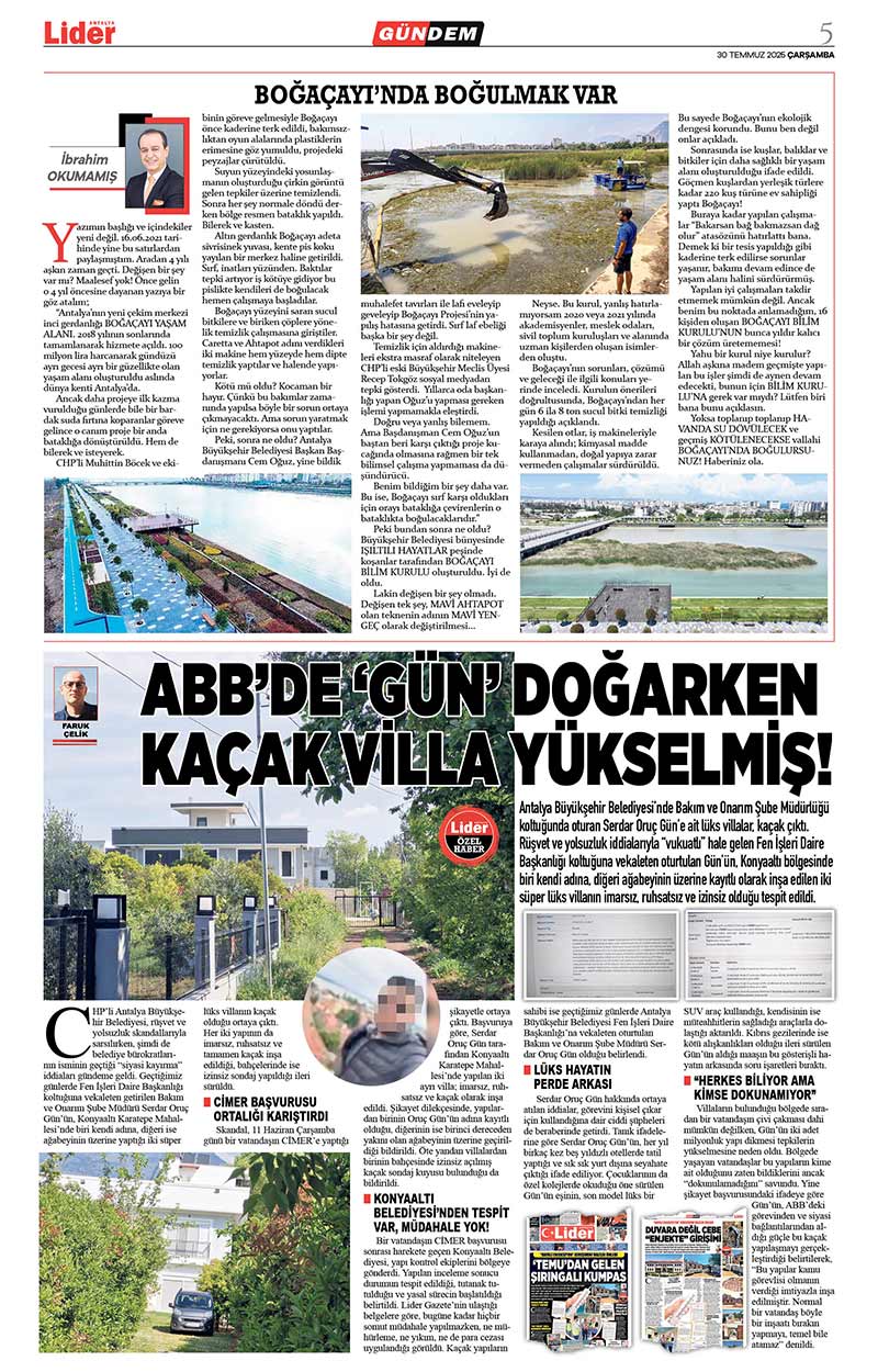 30 T E M M U Z 2025 L İ D E R G A Z E T E A N T A L Y A 5