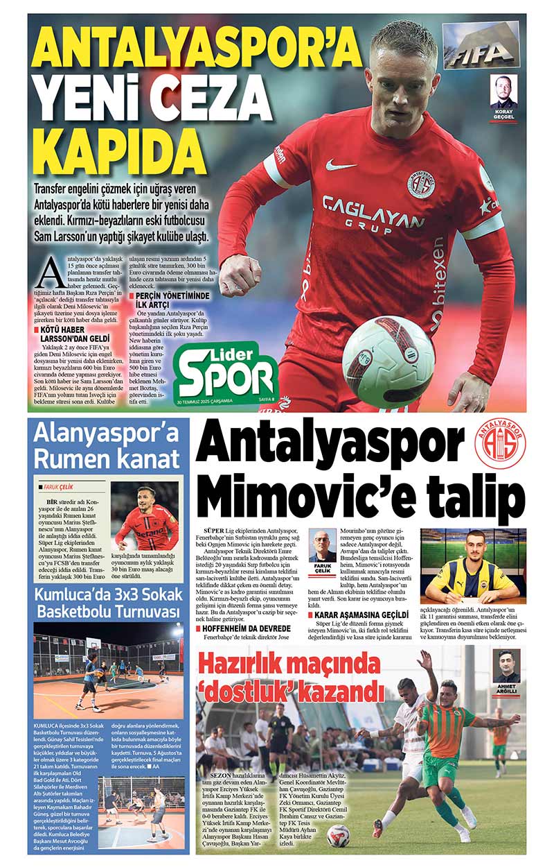 30 T E M M U Z 2025 L İ D E R G A Z E T E A N T A L Y A 8