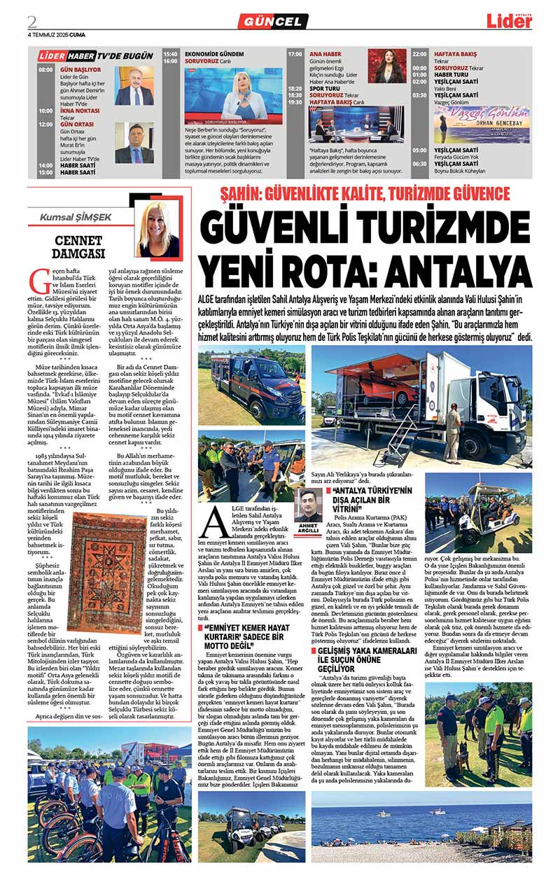 4 T E M M U Z 2025 L İ D E R G A Z E T E A N T A L Y A 2