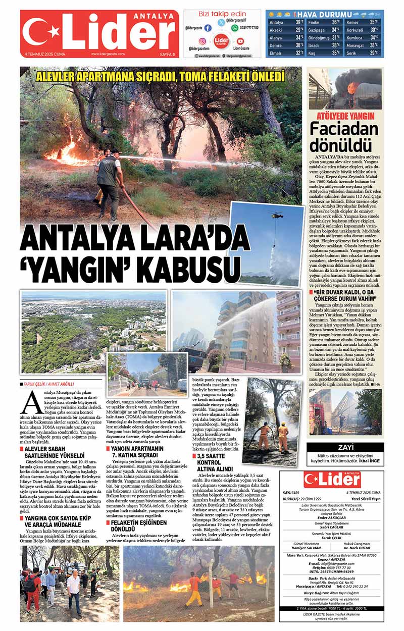 4 T E M M U Z 2025 L İ D E R G A Z E T E A N T A L Y A 3