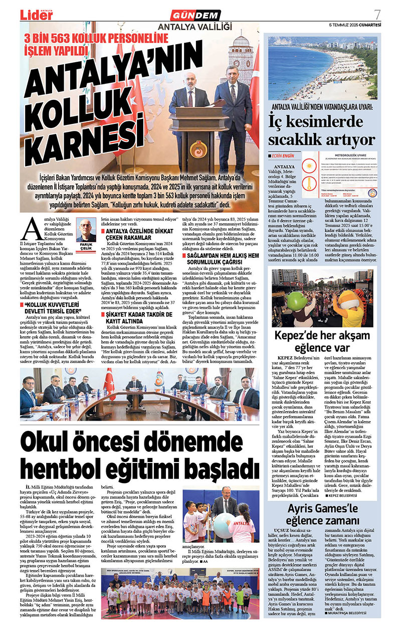 5 T E M M U Z 2025 L İ D E R G A Z E T E A N T A L Y A 7