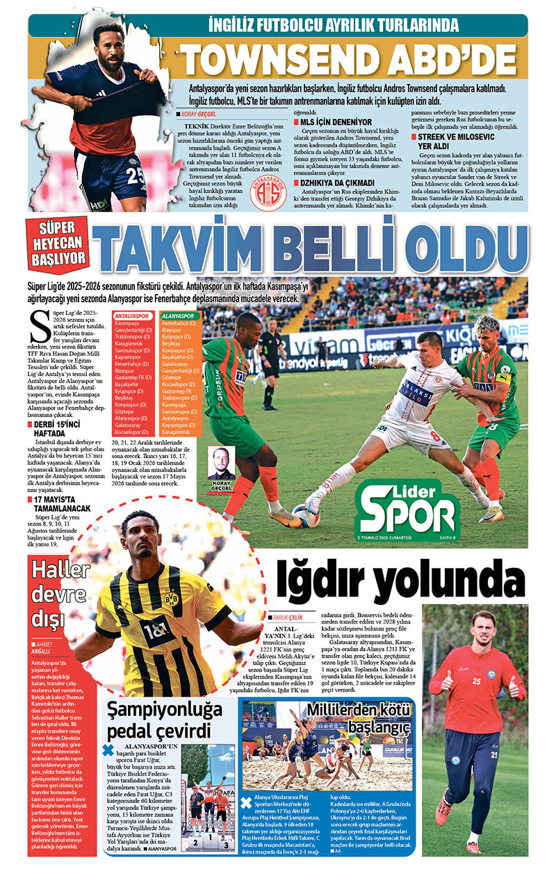 5 T E M M U Z 2025 L İ D E R G A Z E T E A N T A L Y A 8
