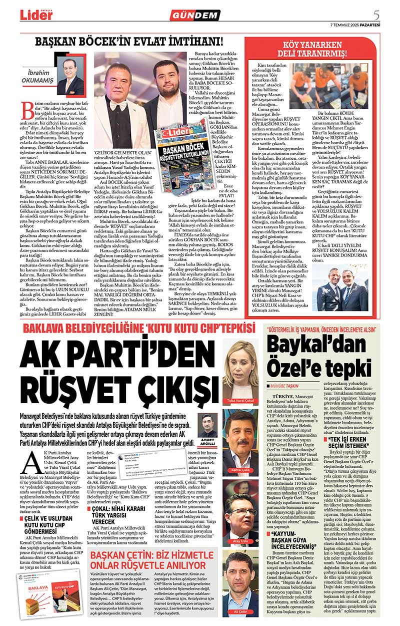 7 T E M M U Z 2025 L İ D E R G A Z E T E A N T A L Y A 5