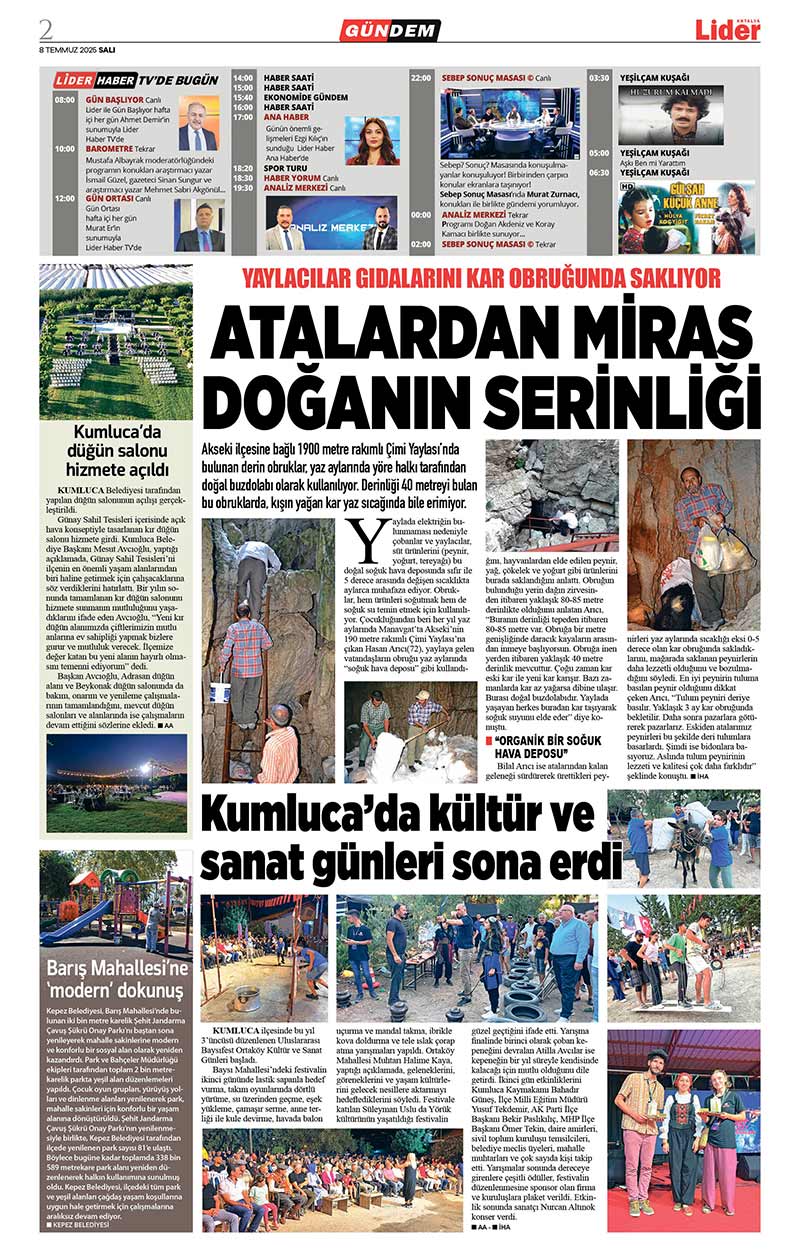 8 T E M M U Z 2025 L İ D E R G A Z E T E A N T A L Y A 2