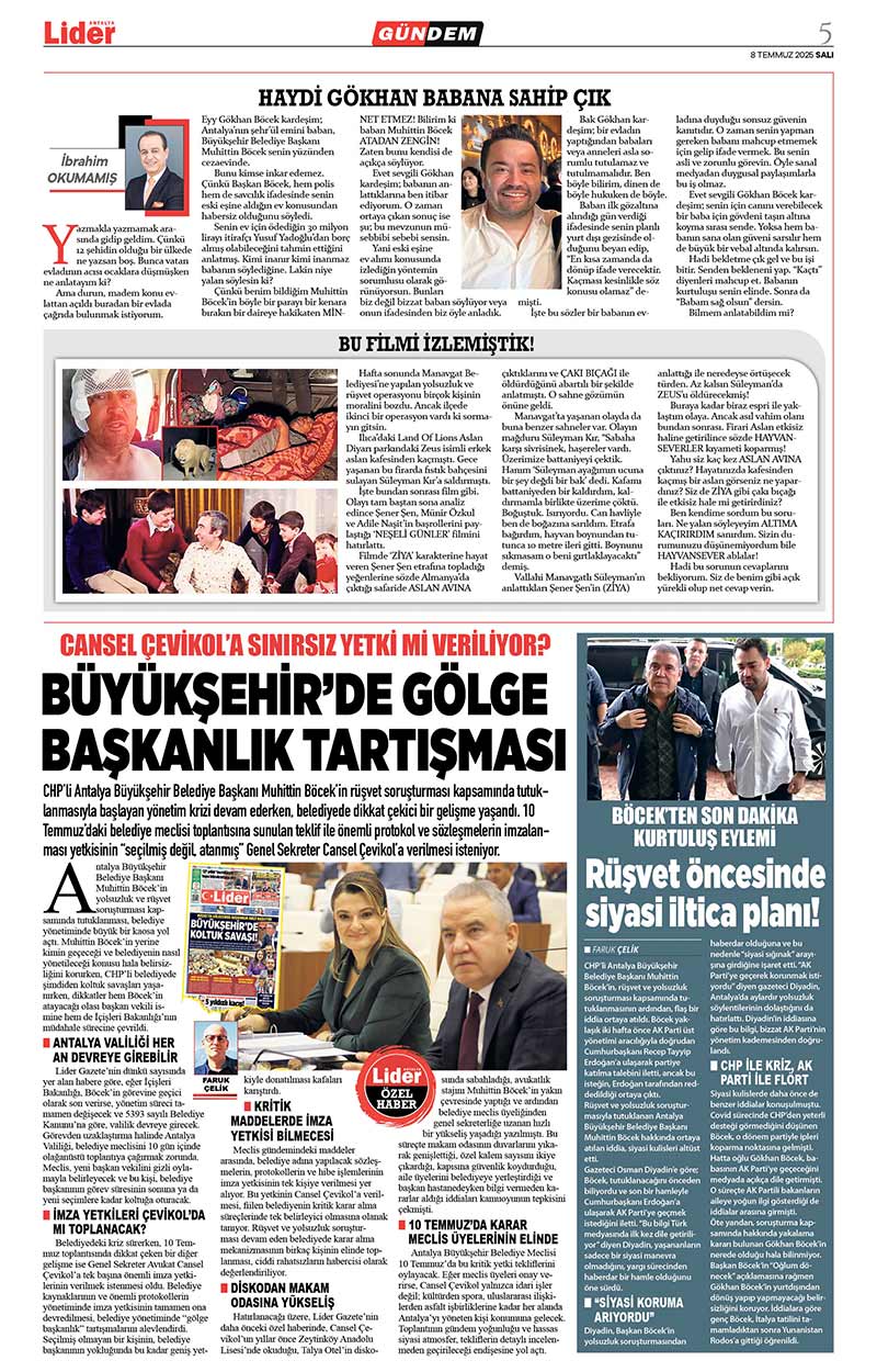 8 T E M M U Z 2025 L İ D E R G A Z E T E A N T A L Y A 5