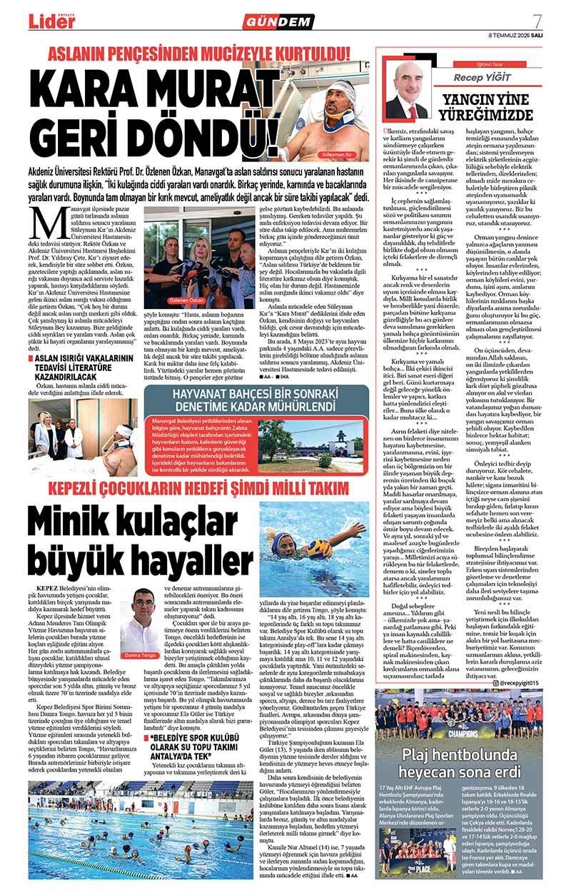 8 T E M M U Z 2025 L İ D E R G A Z E T E A N T A L Y A 7