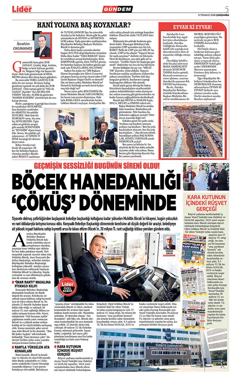 9 T E M M U Z 2025 L İ D E R G A Z E T E A N T A L Y A 5