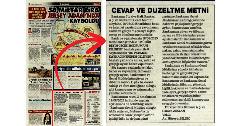 Sözcü ‘Halkbank’ hakkındaki yalan haberine tekzip yayımladı