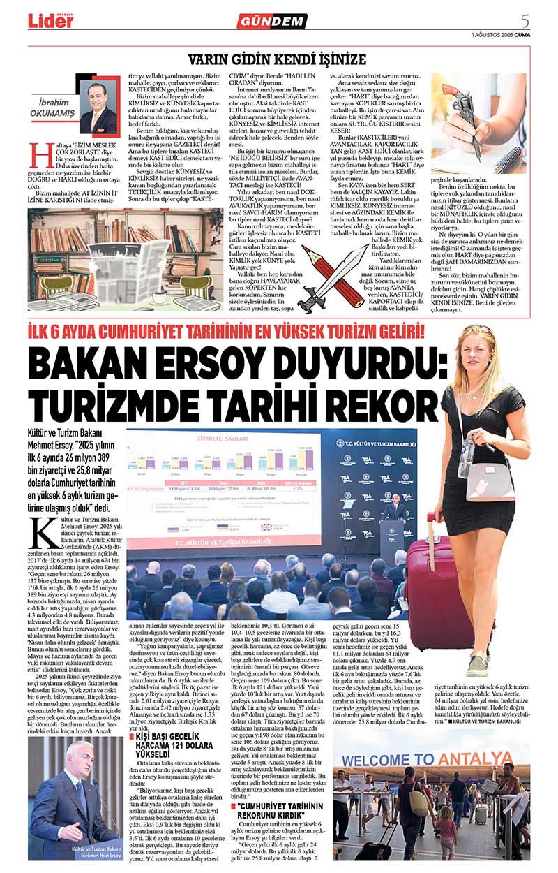 1 A Ğ U S T O S 2025 L İ D E R G A Z E T E A N T A L Y A 5
