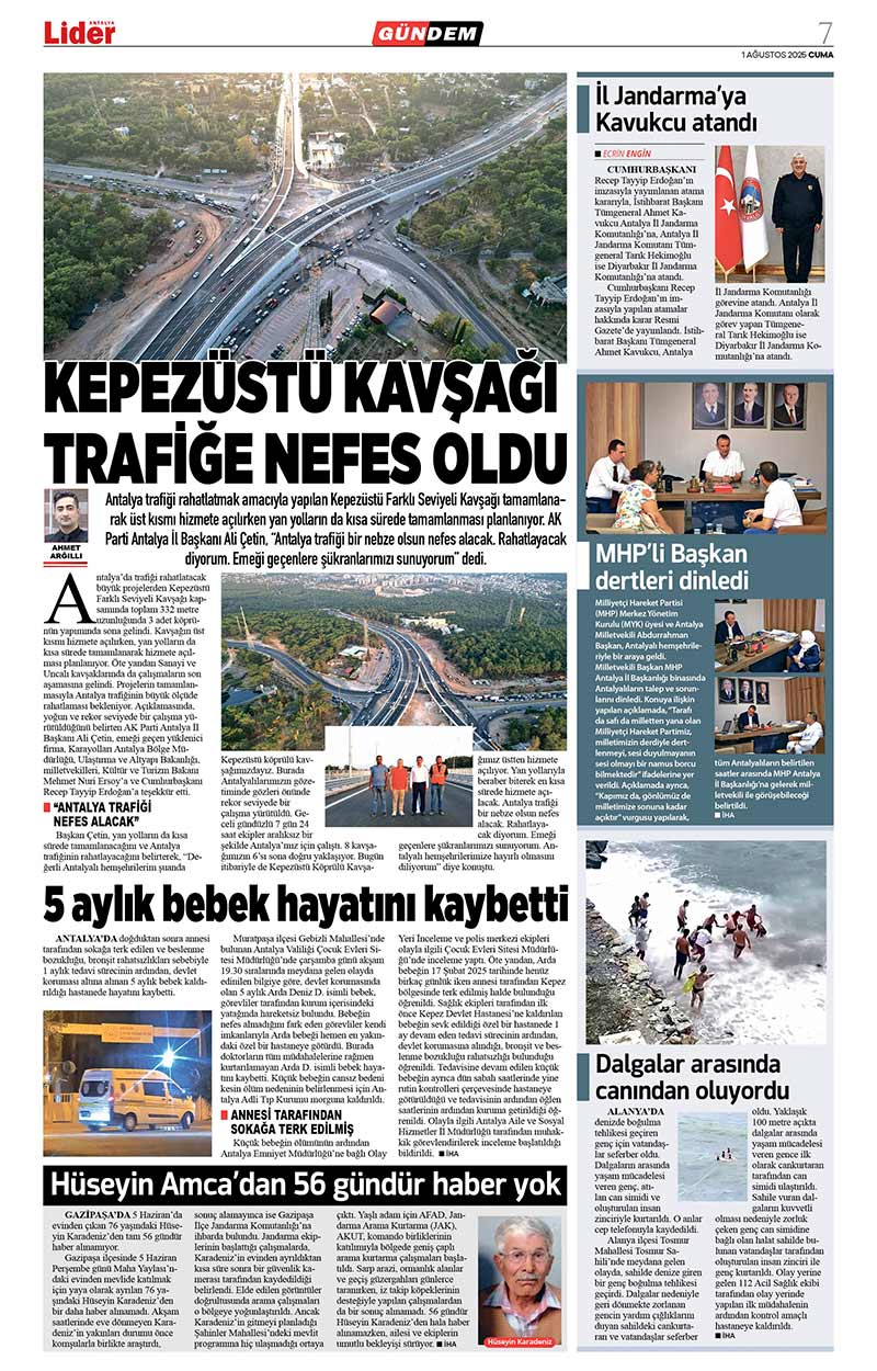 1 A Ğ U S T O S 2025 L İ D E R G A Z E T E A N T A L Y A 7