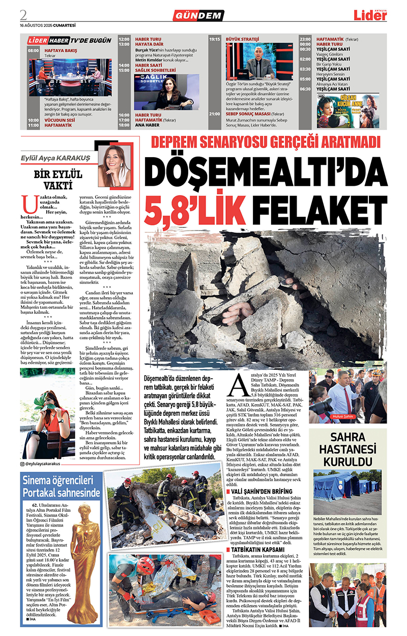 16 A Ğ U S T O S 2025 L İ D E R G A Z E T E A N T A L Y A 2