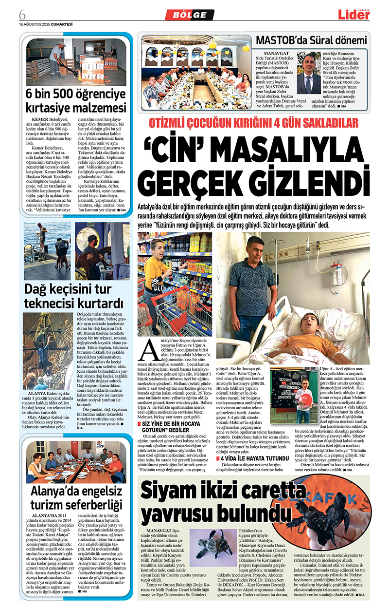 16 A Ğ U S T O S 2025 L İ D E R G A Z E T E A N T A L Y A 6