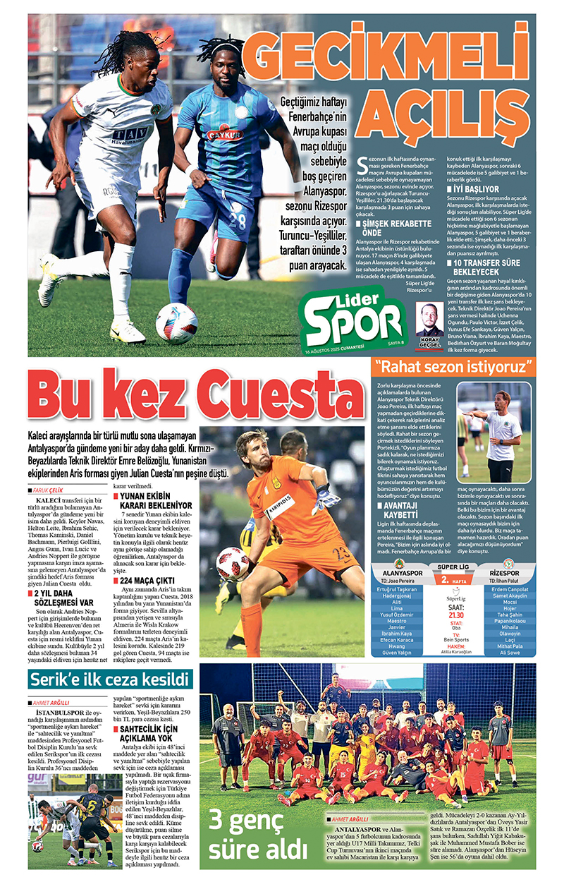16 A Ğ U S T O S 2025 L İ D E R G A Z E T E A N T A L Y A 8