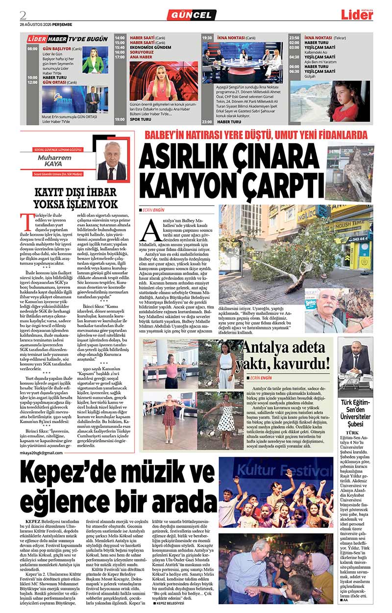 28 A Ğ U S T O S 2025 L İ D E R G A Z E T E A N T A L Y A 2