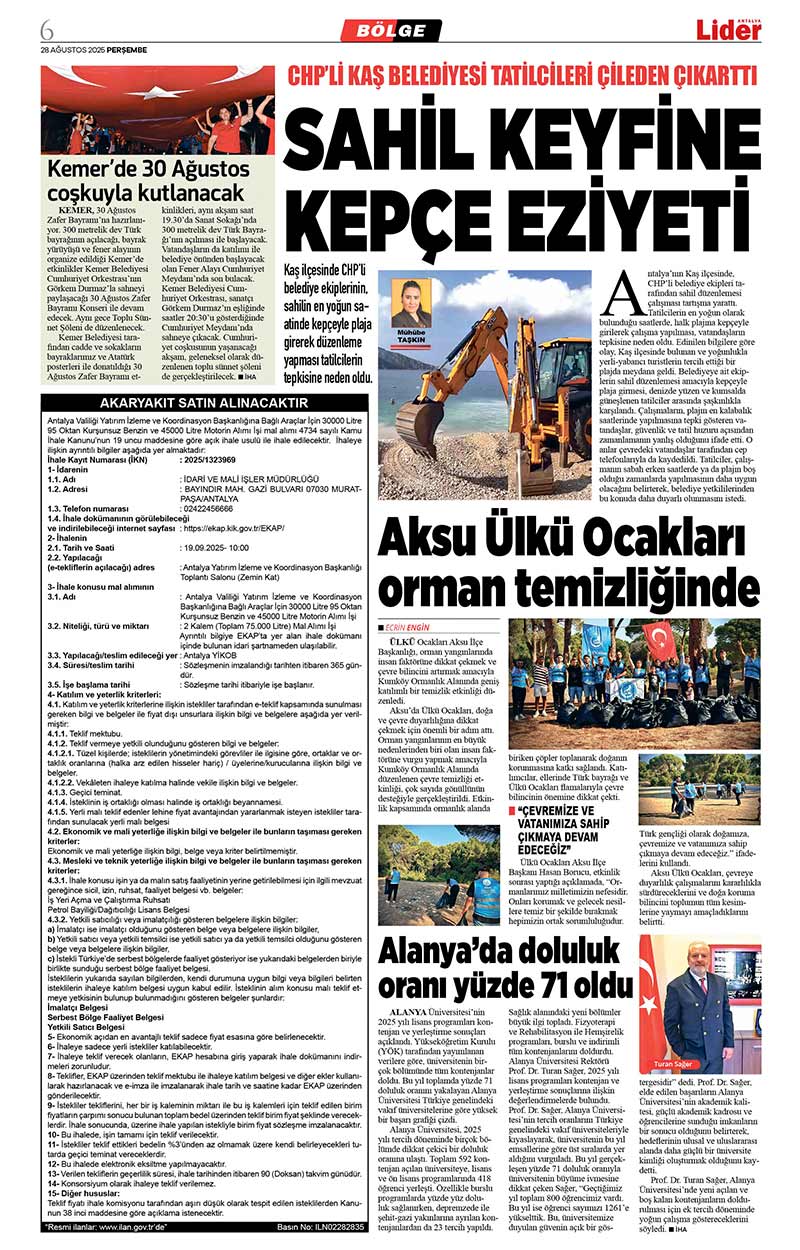 28 A Ğ U S T O S 2025 L İ D E R G A Z E T E A N T A L Y A 6