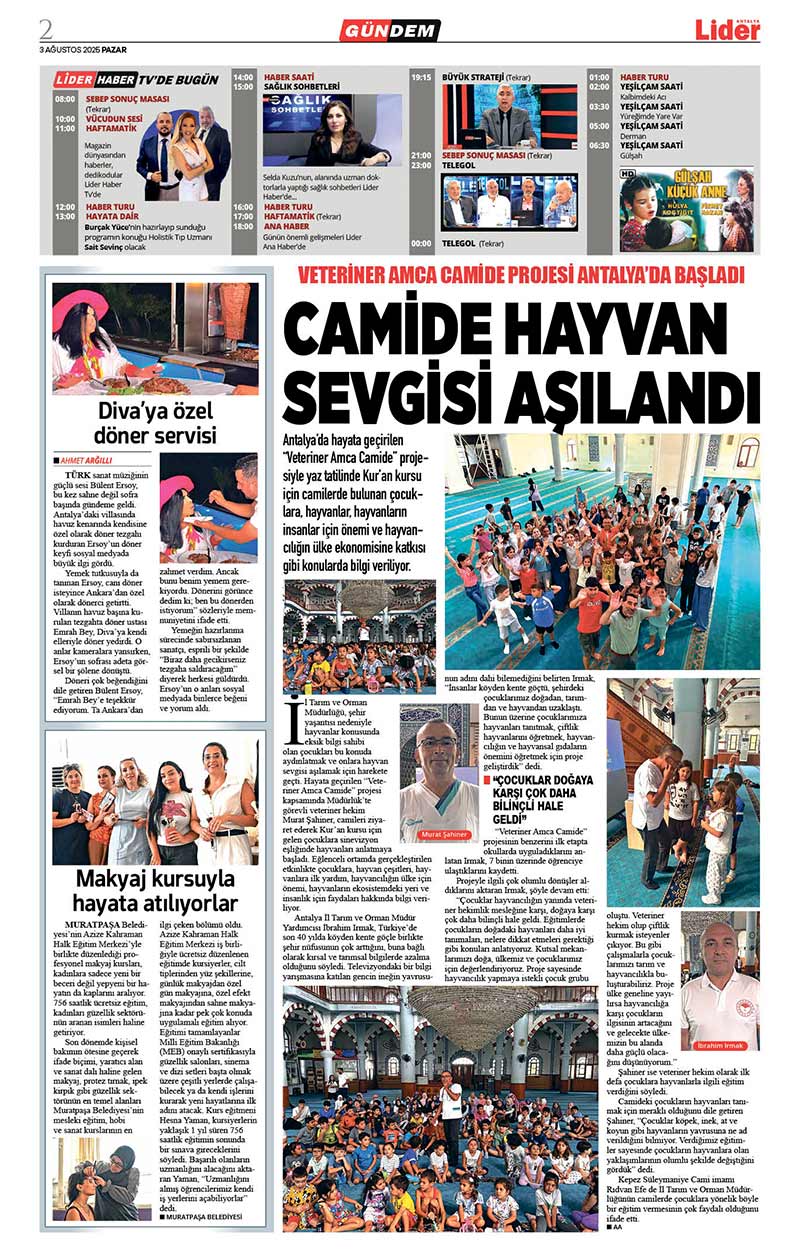 3 A Ğ U S T O S 2025 L İ D E R G A Z E T E A N T A L Y A 2