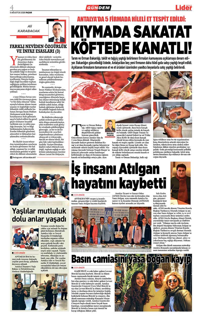 3 A Ğ U S T O S 2025 L İ D E R G A Z E T E A N T A L Y A 4