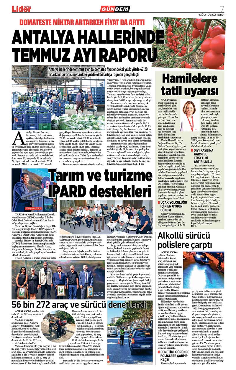 3 A Ğ U S T O S 2025 L İ D E R G A Z E T E A N T A L Y A 7