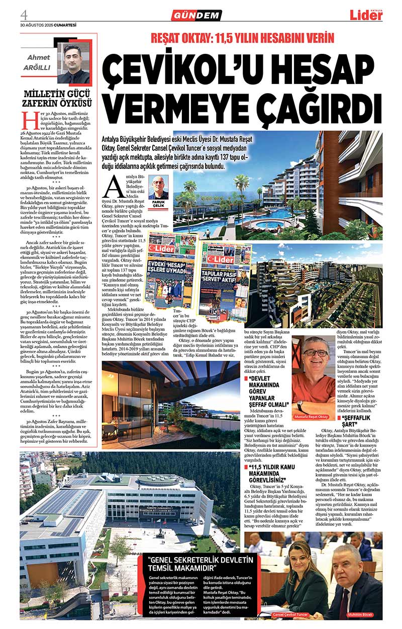 30 A Ğ U S T O S 2025 L İ D E R G A Z E T E A N T A L Y A 4