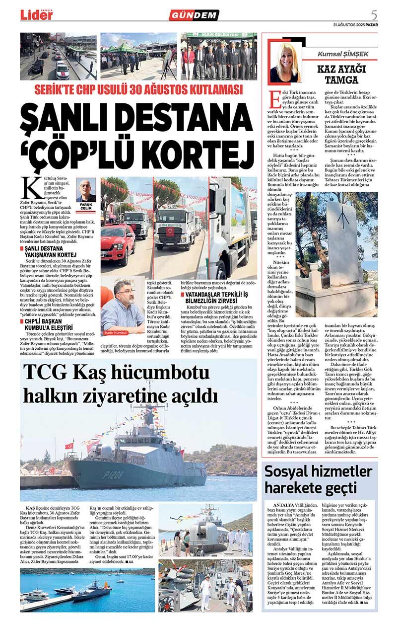 31 A Ğ U S T O S 2025 L İ D E R G A Z E T E A N T A L Y A 5