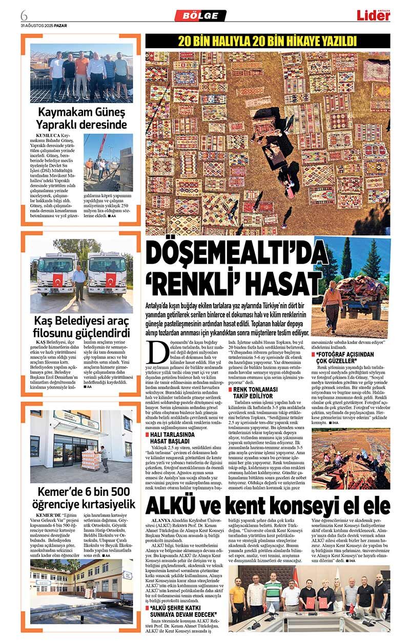 31 A Ğ U S T O S 2025 L İ D E R G A Z E T E A N T A L Y A 6