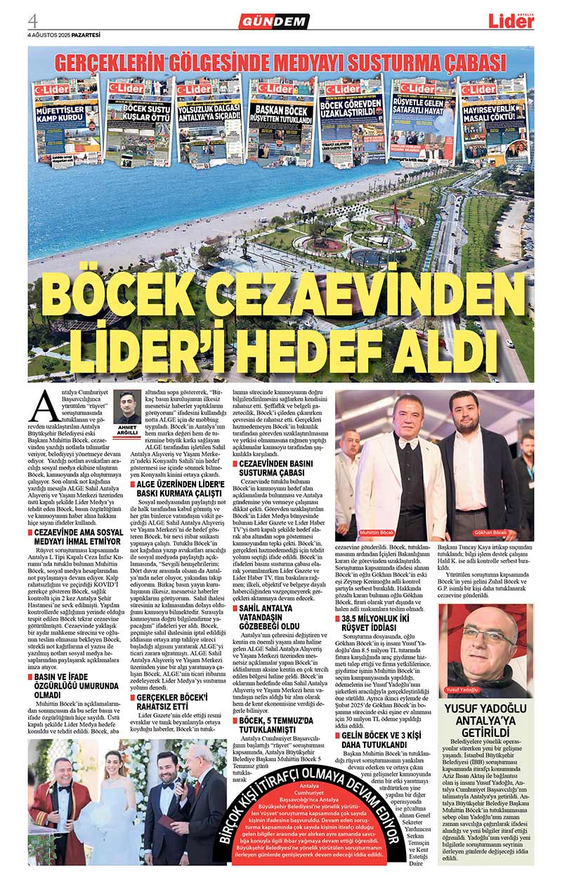 4 A Ğ U S T O S 2025 L İ D E R G A Z E T E A N T A L Y A 4