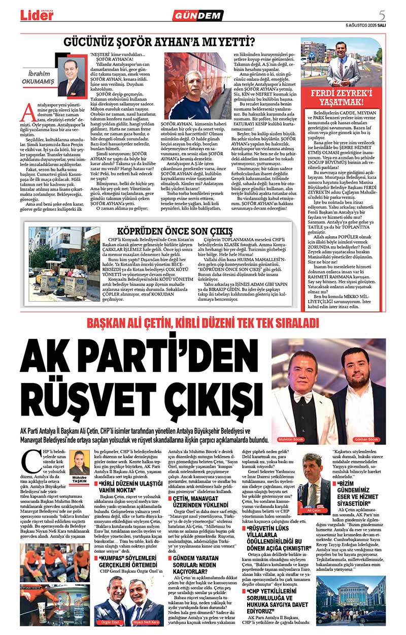 5 A Ğ U S T O S 2025 L İ D E R G A Z E T E A N T A L Y A 5