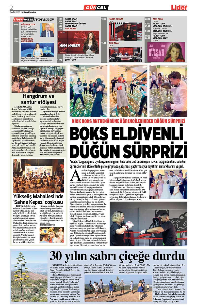 6 A Ğ U S T O S 2025 L İ D E R G A Z E T E A N T A L Y A 2