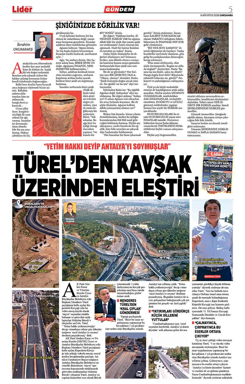 6 A Ğ U S T O S 2025 L İ D E R G A Z E T E A N T A L Y A 5