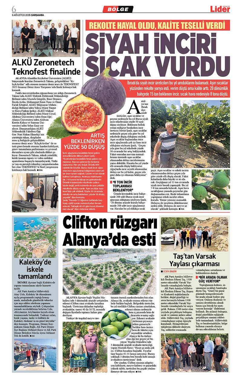 6 A Ğ U S T O S 2025 L İ D E R G A Z E T E A N T A L Y A 6