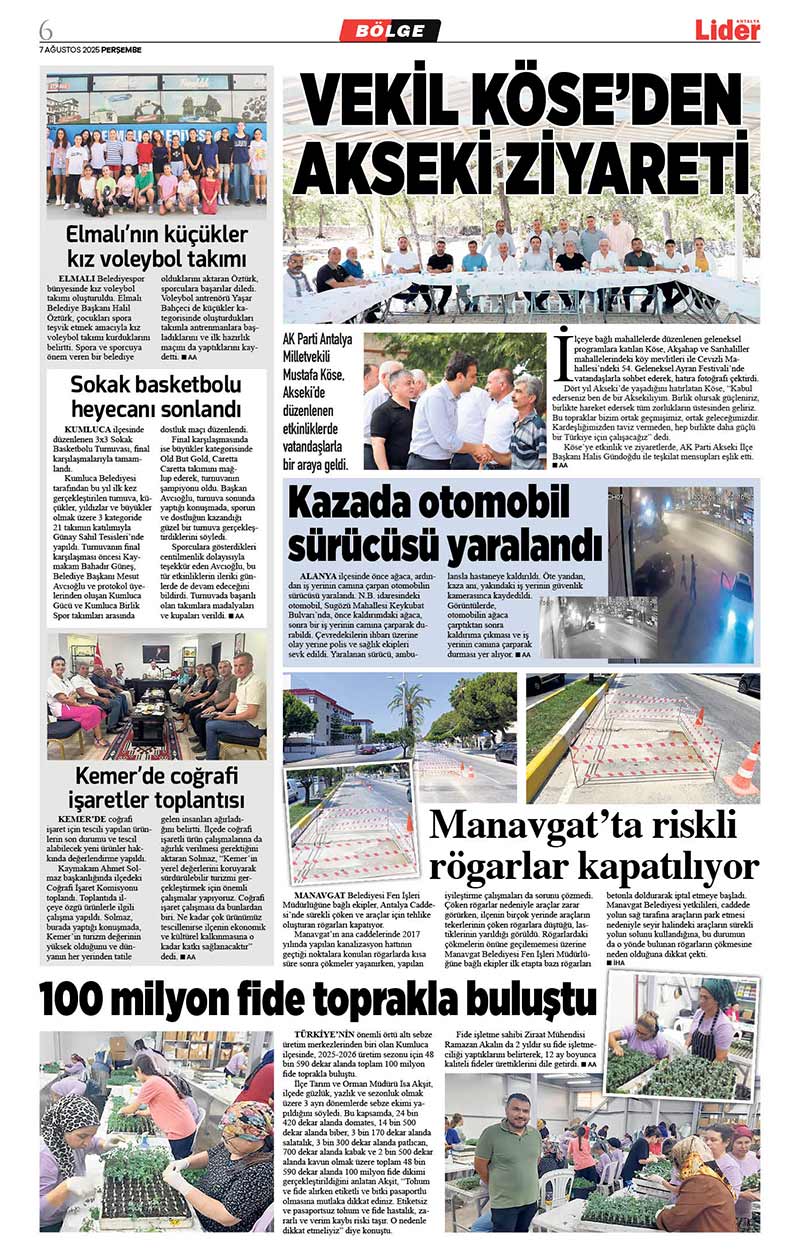7 A Ğ U S T O S 2025 L İ D E R G A Z E T E A N T A L Y A 6