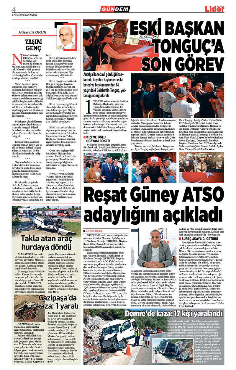 8 A Ğ U S T O S 2025 L İ D E R G A Z E T E A N T A L Y A 4