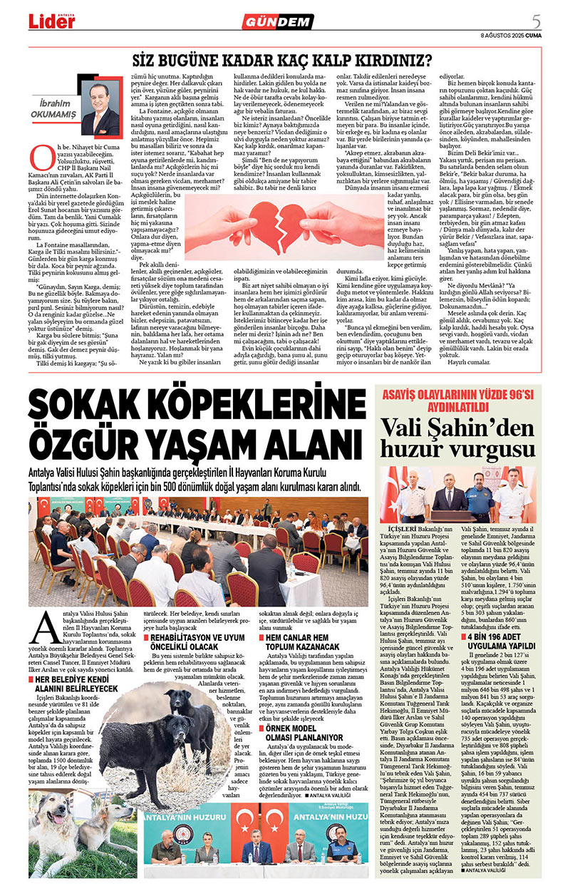 8 A Ğ U S T O S 2025 L İ D E R G A Z E T E A N T A L Y A 5