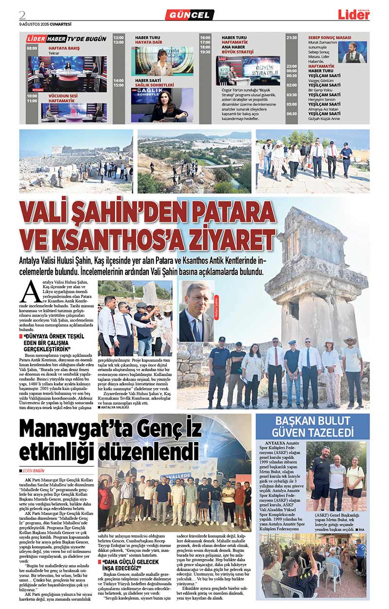 9 A Ğ U S T O S 2025 L İ D E R G A Z E T E A N T A L Y A 2