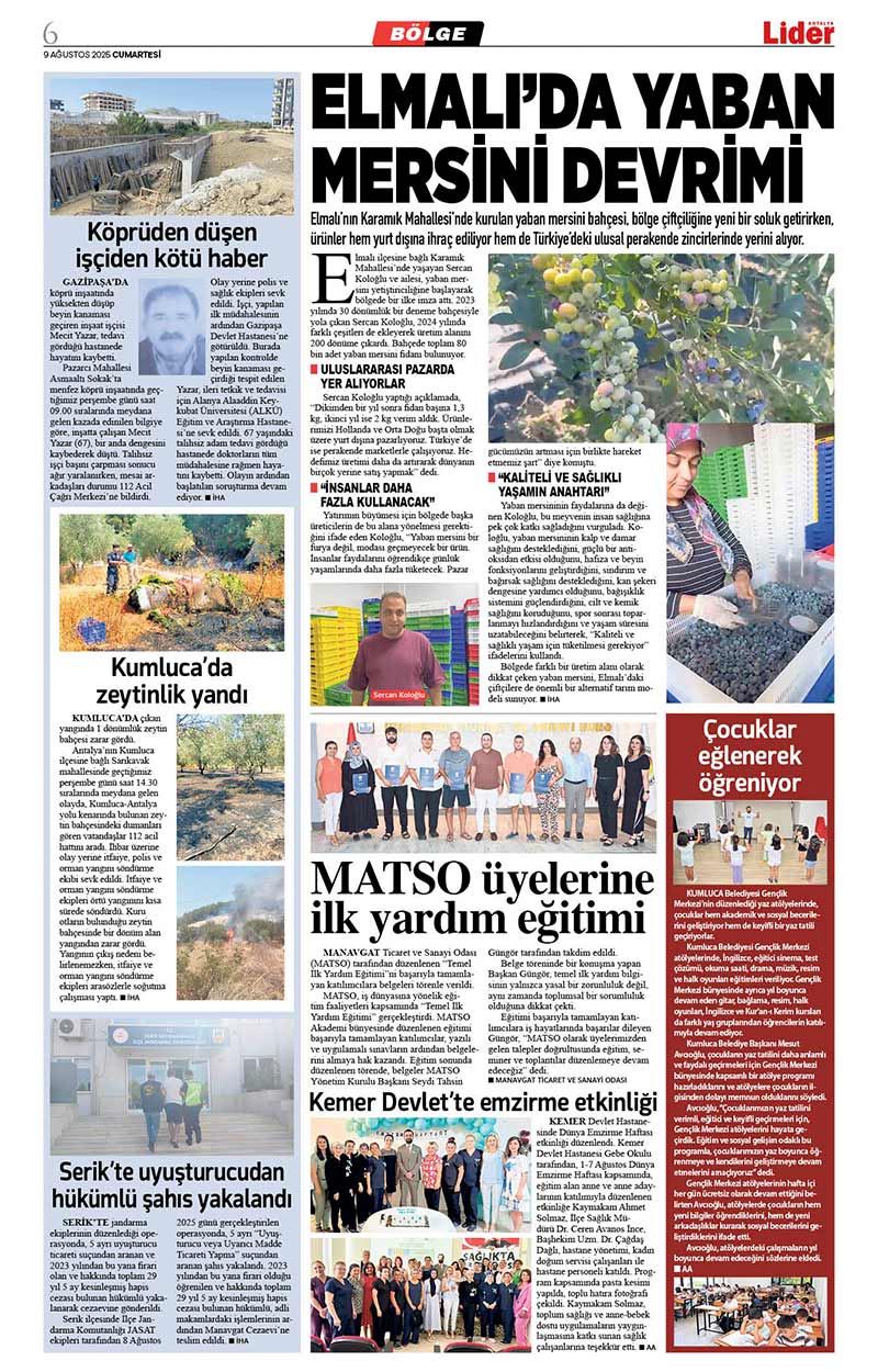 9 A Ğ U S T O S 2025 L İ D E R G A Z E T E A N T A L Y A 6