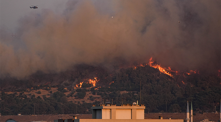 İzmir'de Ormanlık Alana Sıçrayan Yangına Müdahale Ediliyor
