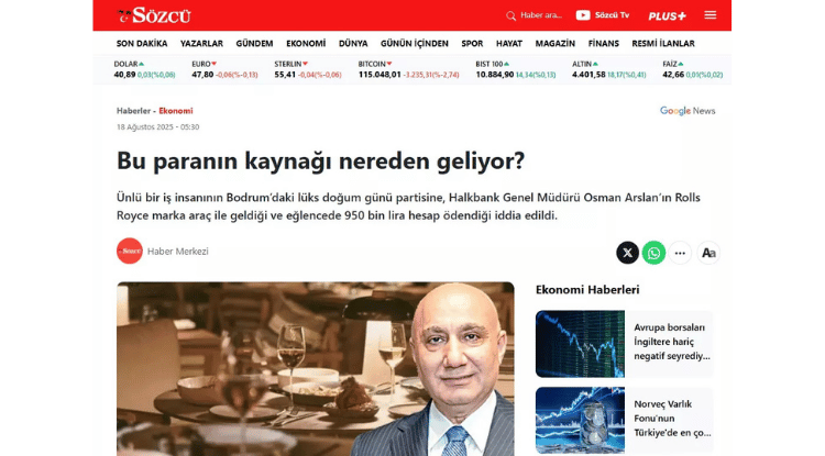 Sözcü ‘Halkbank’ Hakkındaki Yalan Haberine Tekzip Yayımladı1