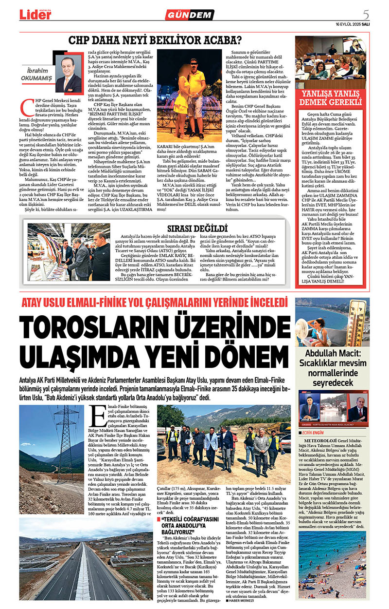 16 E Y L Ü L 2025 L İ D E R G A Z E T E A N T A L Y A 5