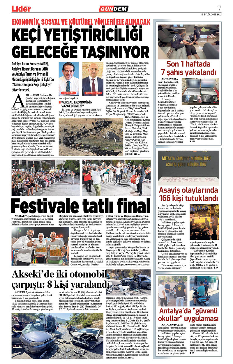 16 E Y L Ü L 2025 L İ D E R G A Z E T E A N T A L Y A 7